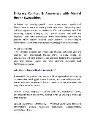 Inspiring Mental Health Sweatshirts & Self Care Shirts