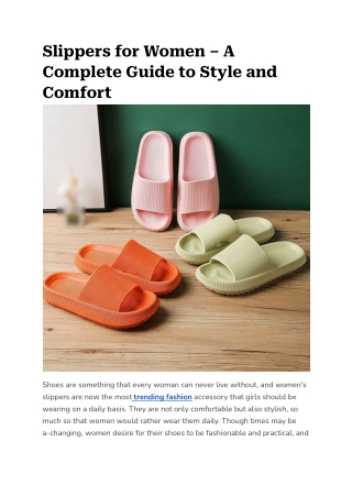 Slippers for Women – A Complete Guide to Style and Comfort