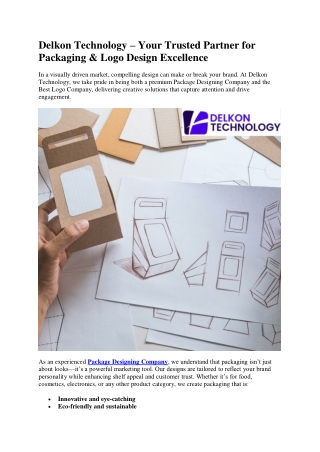 Delkon Technology – Your Trusted Partner for Packaging & Logo Design Excellence