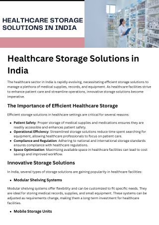 Healthcare Storage Solutions in India