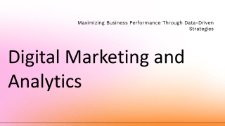 Digital Marketing and Analytics