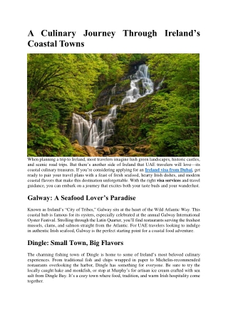 A Culinary Journey Through Ireland Coastal Towns