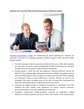 Corporate Tax in the UAE - What Chartered Accountants in Dubai Are Saying