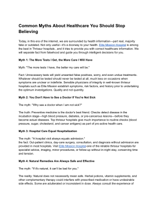 Common Myths About Healthcare You Should Stop Believing