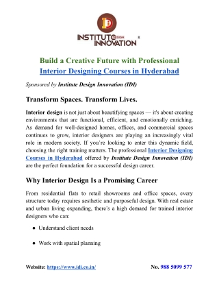 Interior Designing Courses in Hyderabad