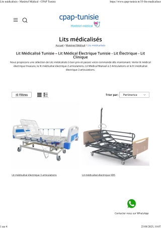Lits médicalisés - Matériel Médical - CPAP Tunisie
