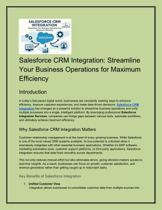 Salesforce CRM Integration Streamline Your Business Operations for Maximum Efficiency