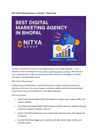 Best Digital Marketing Agency in Bhopal – Nitya Group