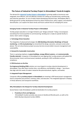 The Future of Industrial Turnkey Project in Ahmedabad Trends & Insights