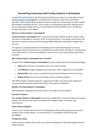 Streamlining Construction with Turnkey Solutions in Ahmedabad