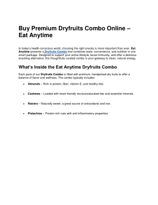 Premium Dryfruits Combo – Healthy Snacking by Eat Anytime