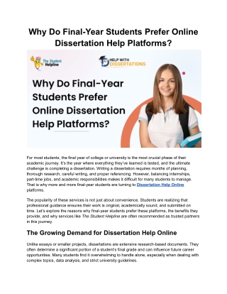 Why Do Final-Year Students Prefer Online Dissertation Help Platforms