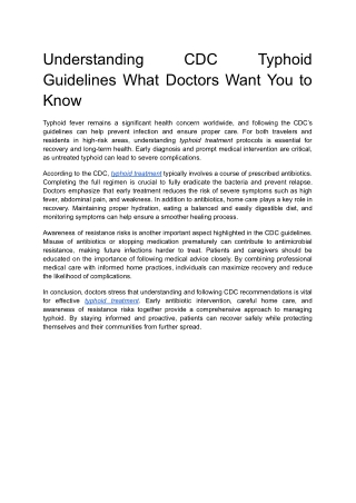 Understanding CDC Typhoid Guidelines What Doctors Want You to Know