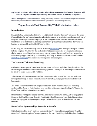 Top 10 Brands That Became Big With Cricket Advertising