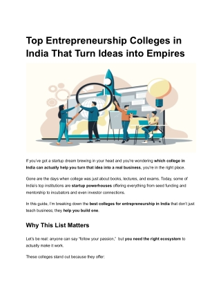 Top Entrepreneurship Colleges in India That Turn Ideas into Empires