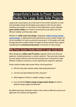 AmperSolar’s Guide to Power System Studies for Large-Scale Solar Projects