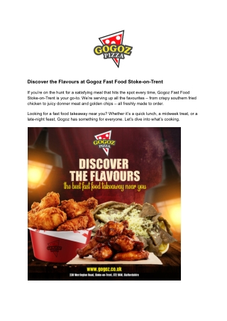 Discover the Flavours at Gogoz Fast Food Stoke-on-Trent
