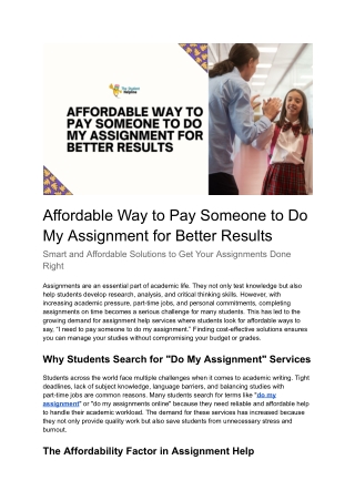 Affordable Way to Pay Someone to Do My Assignment for Better Results