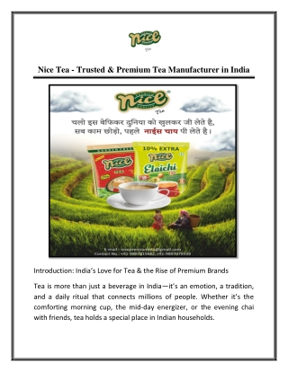Nice Tea - Trusted & Premium Tea Manufacturer in India