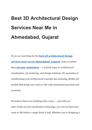 Best 3D Architectural Design Services Near Me in Ahmedabad, Gujarat