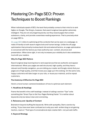 Mastering On-Page SEO  Proven Techniques to Boost Rankings