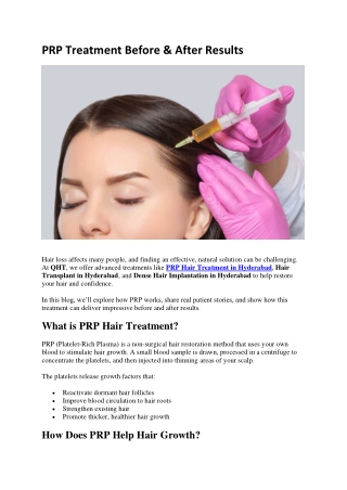 PRP Treatment Before & After Results