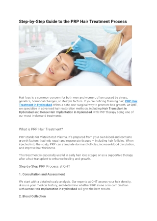 Step-by-Step Guide to the PRP Hair Treatment Process
