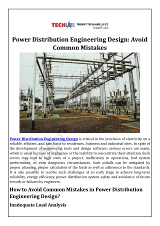 Power Distribution Engineering Design Avoid Common Mistakes