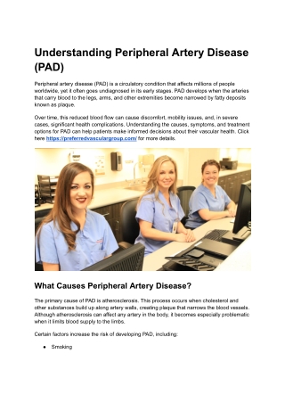 Understanding Peripheral Artery Disease (PAD)