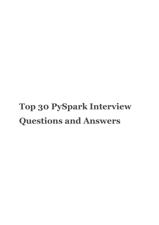 PySpark Interview Questions