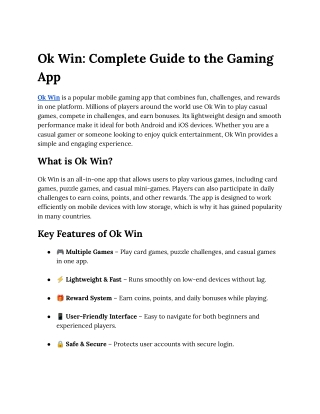 Ok Win_ Complete Guide to the Gaming App