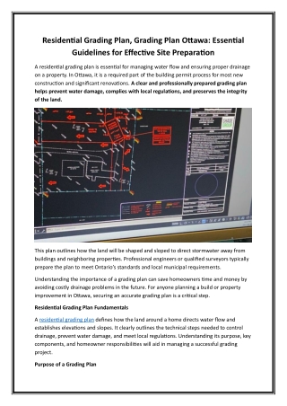 Residential Grading Plan, Grading Plan Ottawa Essential Guidelines for Effective Site Preparation
