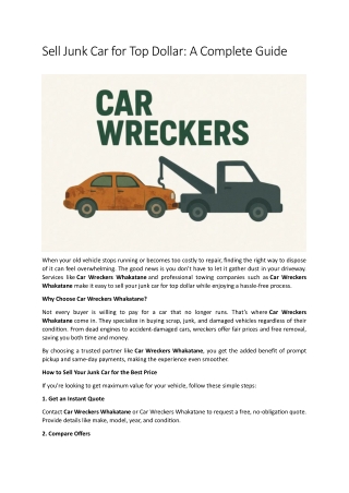 Sell Junk Car for Top Dollar