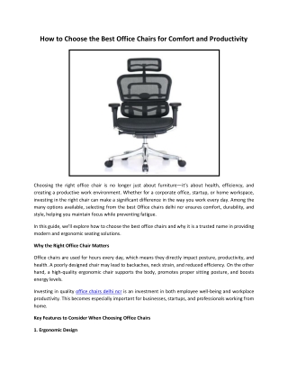 How to Choose the Best Office Chairs for Comfort and Productivity