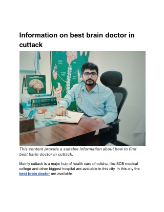 Information on best brain doctor in cuttack