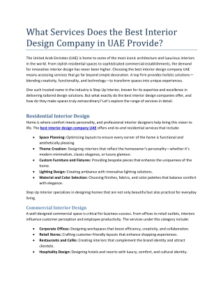 What Services Does the Best Interior Design Company in UAE Provide