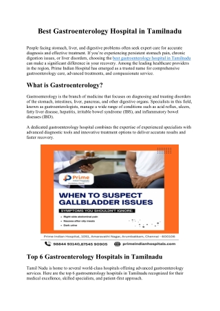 Best Gastroenterology Hospital in Tamilnadu