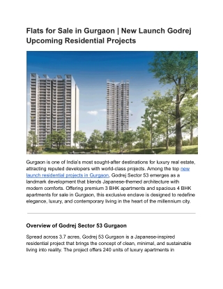 Flats for Sale in Gurgaon | New Launch Godrej Upcoming Residential Projects