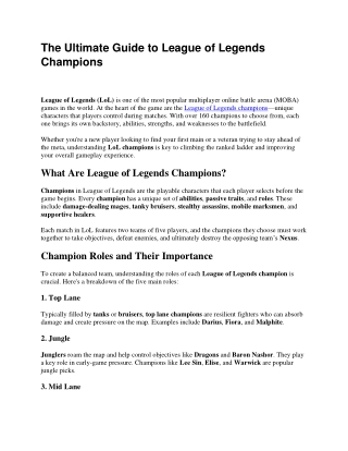 The Ultimate Guide to League of Legends Champions