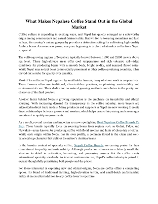 What Makes Nepalese Coffee Stand Out in the Global Market