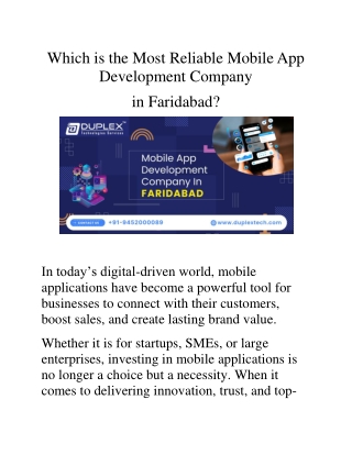Mobile App Development Company in Faridabad for Businesses