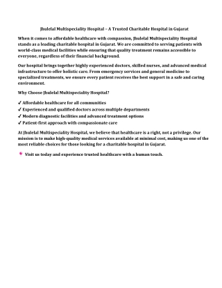 A Trusted Charitable Hospital