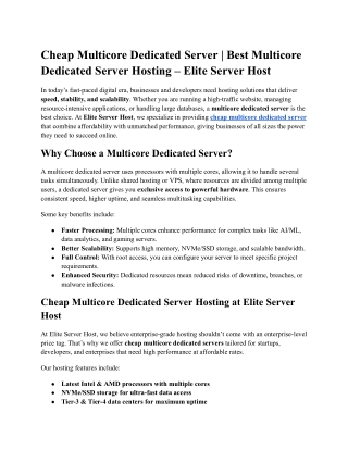 Cheap Multicore Dedicated Server _ Best Multicore Dedicated Server Hosting – Elite Server Host