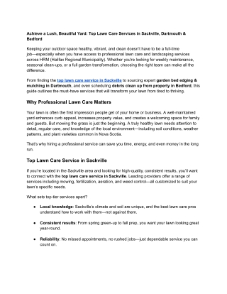 Achieve a Lush, Beautiful Yard_ Top Lawn Care Services in Sackville, Dartmouth & Bedford