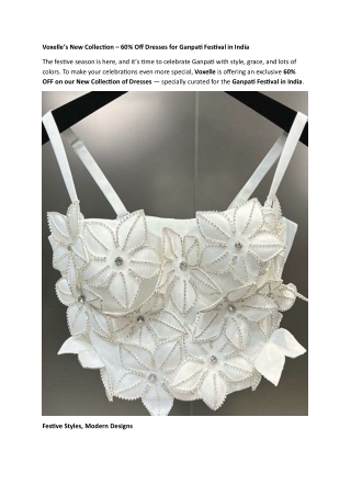 Voxelle’s New Collection – 60 Off Dresses for Ganpati Festival in India