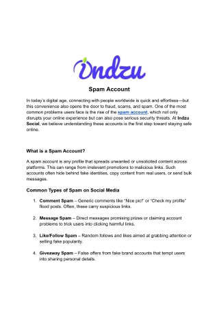 Spam Account – Indzu Social