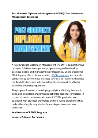 Post Graduate Diploma in Management