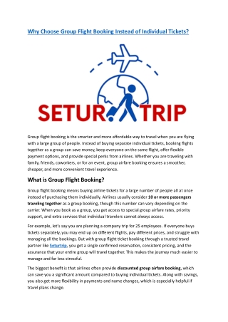 Why Choose Group Flight Booking Instead of Individual Tickets