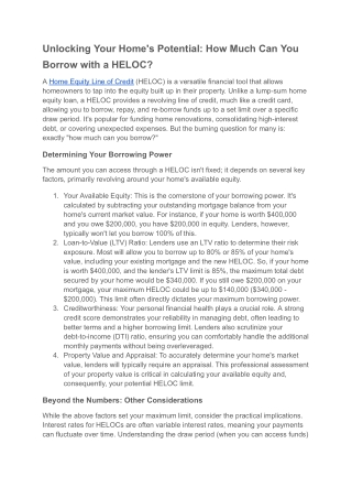 Home Equity Line of Credit