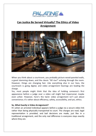 Can Justice Be Served Virtually? The Ethics of Video Arraignment